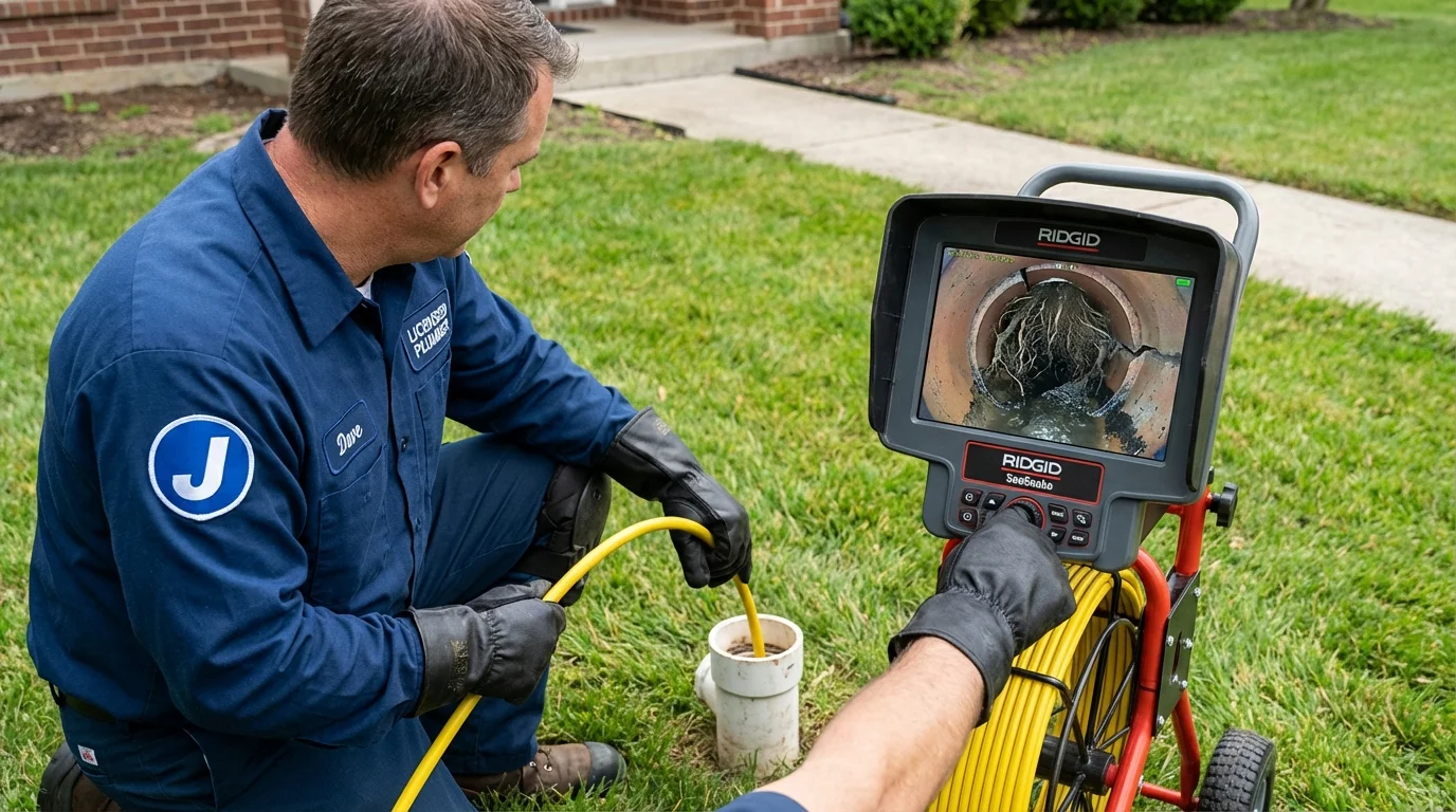 Sewer camera inspection being performed by Johns Plumbing LLC in Algonac